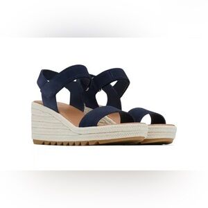 Sorel Navy Espadrille Wedge Sandals